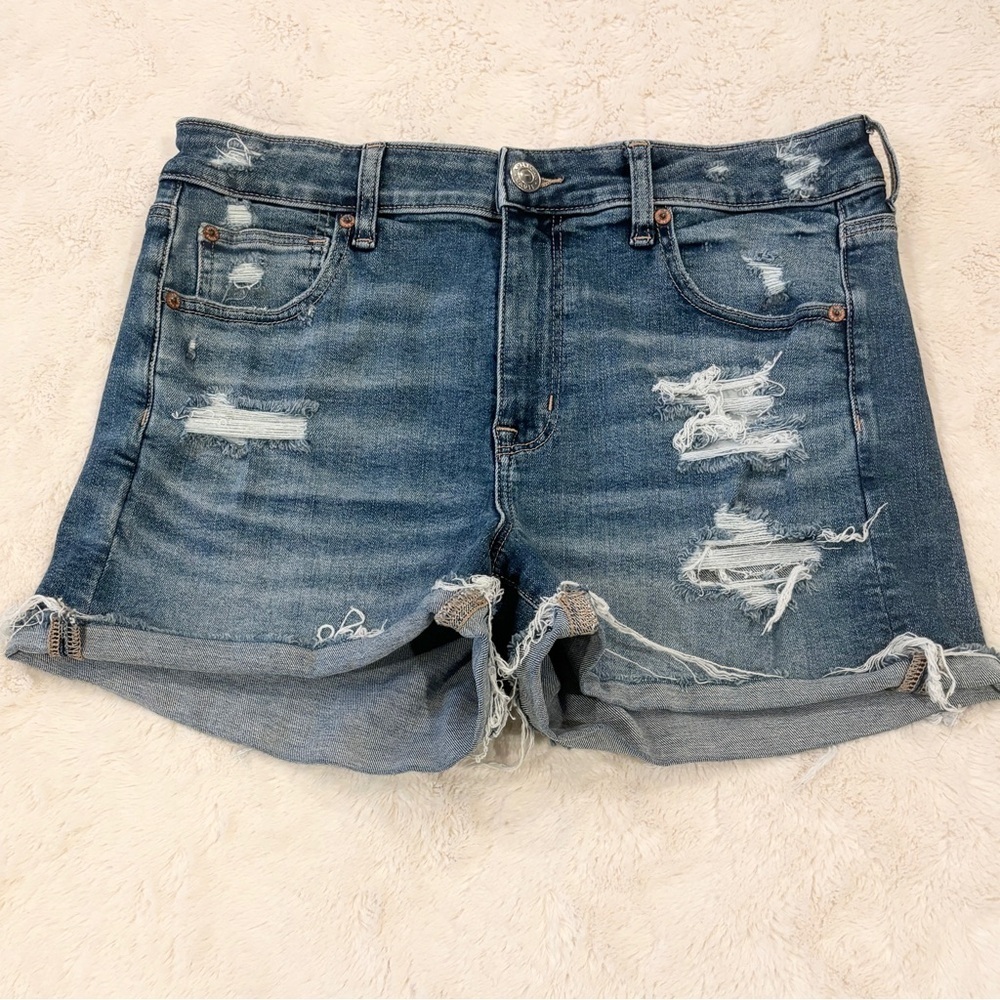 American Eagle Outfitters Distressed Blue Denim Jean Shorts